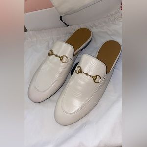 Gucci Princetown Mules in White Leather (Size 40)